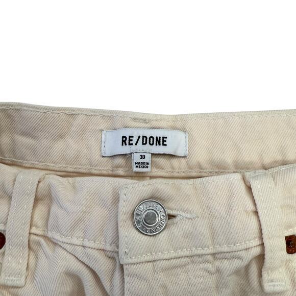 Redone Jeans 70s Crop Boot Size 30 Cream Denim High Rise - Picture 3 of 9